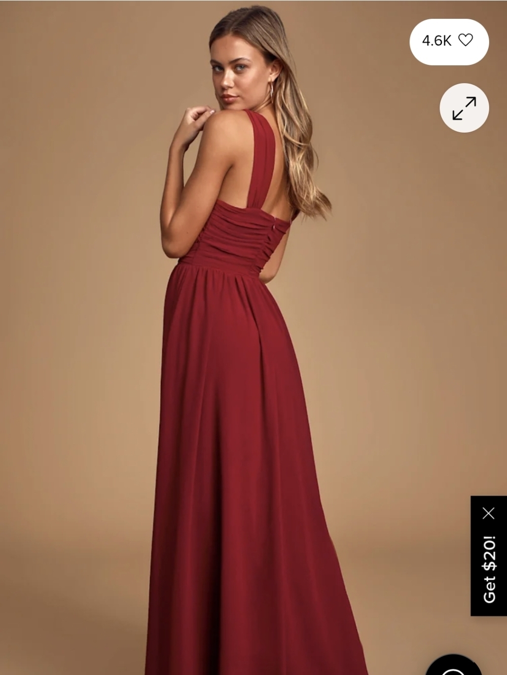 Lulu's,Cross-Front Burgundy Maxi Dress, Size M - Picture 2 of 6